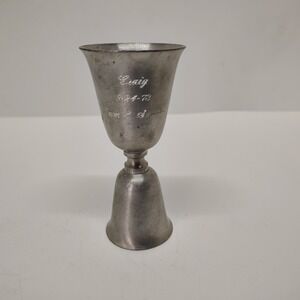 Towle 7607 Double‎ Jigger Pewter Craig 1973 Barware Engraved Cocktail Tool